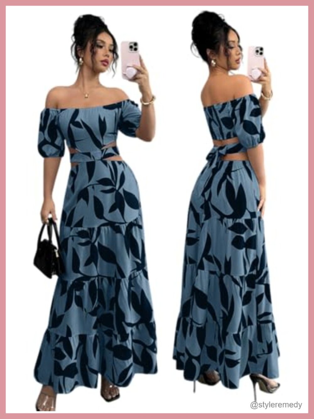 Women's Boho Off Shoulder Short Sleeve Tiered Ruffle Maxi Dress